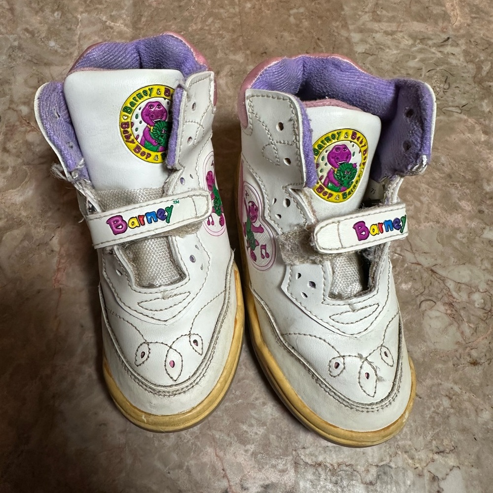 Barneys New York White and Purple Sneakers